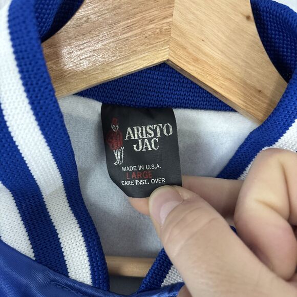 Vintage 80’s 90’s McDonald’s Satin Bomber Jacket Size Large Blue Aristo Jac - Picture 4 of 7